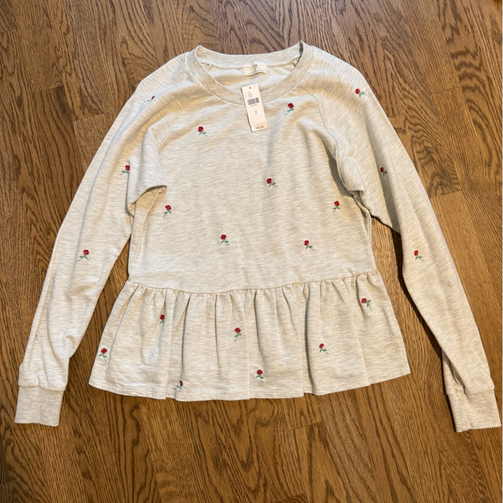 NWT Anthropologie peplum sweatshirt. Size Small.